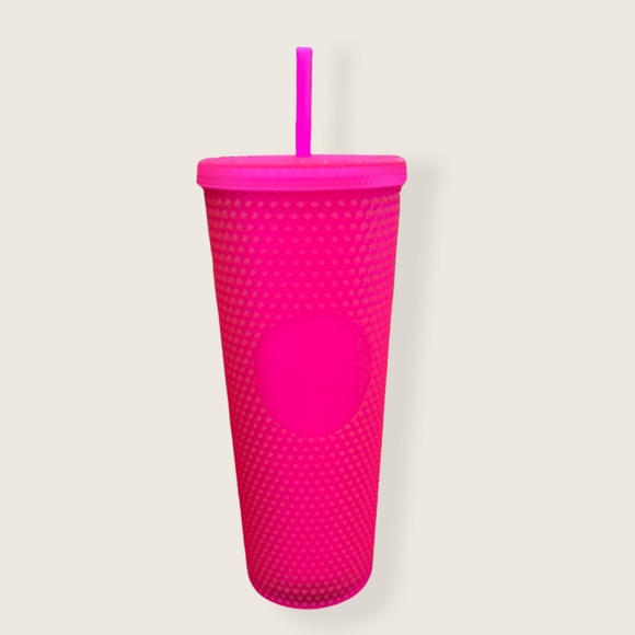 NWT Starbucks Fall 2021 Neon Pink 24oz Studded Cup - Picture 2 of 10